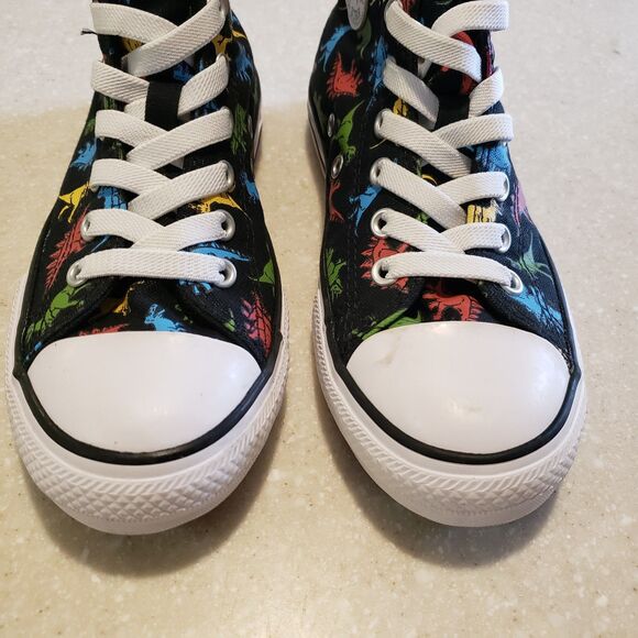 CONVERSE KIDS CHUCK TAYLOR ALL STAR HIGHT-TOP DINOSAUR YTH SZ 2.5 Black WORN 1X - Picture 3 of 7